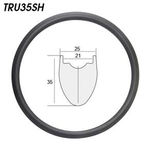 TRU35SH 700c 35mm carbon bike tubeless hookless rims 25mm wide