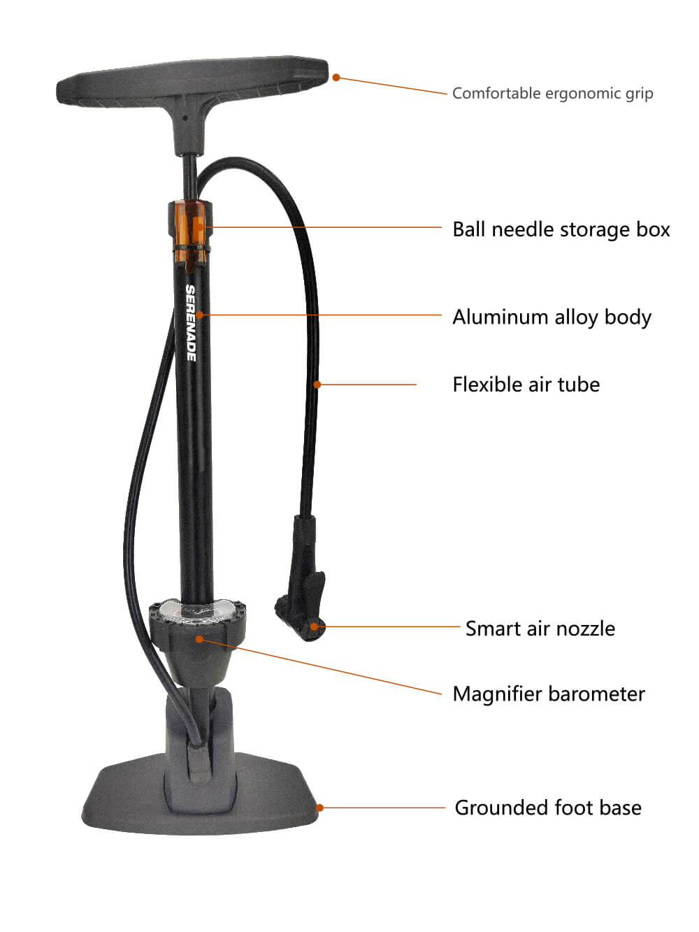 230 psi aluminum alloy bicycle floor pump with pressure gauge SAL03.jpg